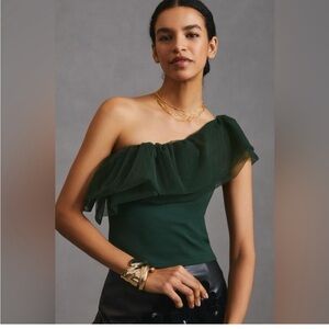Maeve anthropologie One-Shoulder Green Top- small